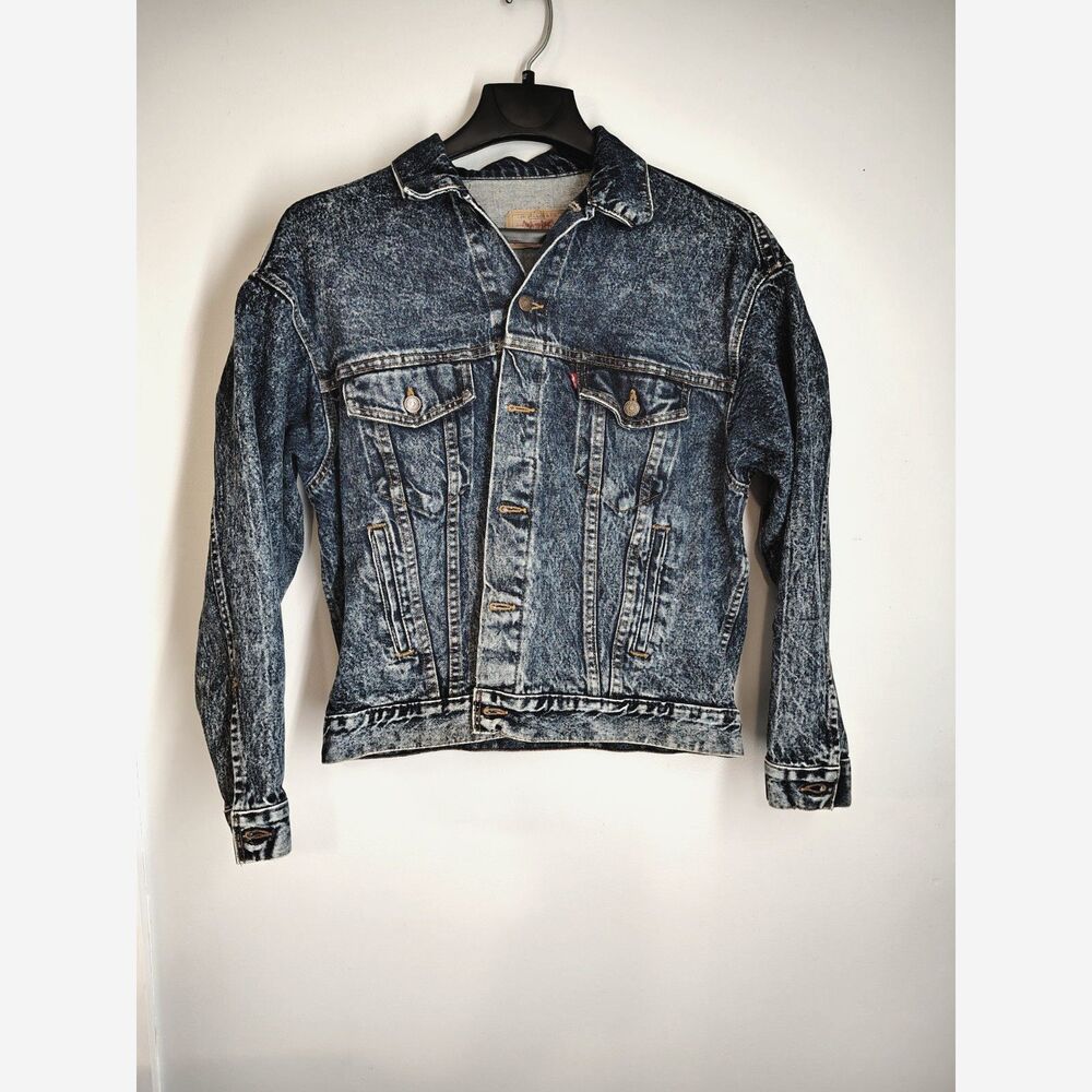 1988 Levi's Women's Blue Acid Wash Trucker Jacket Chest Button Pockets USA - L